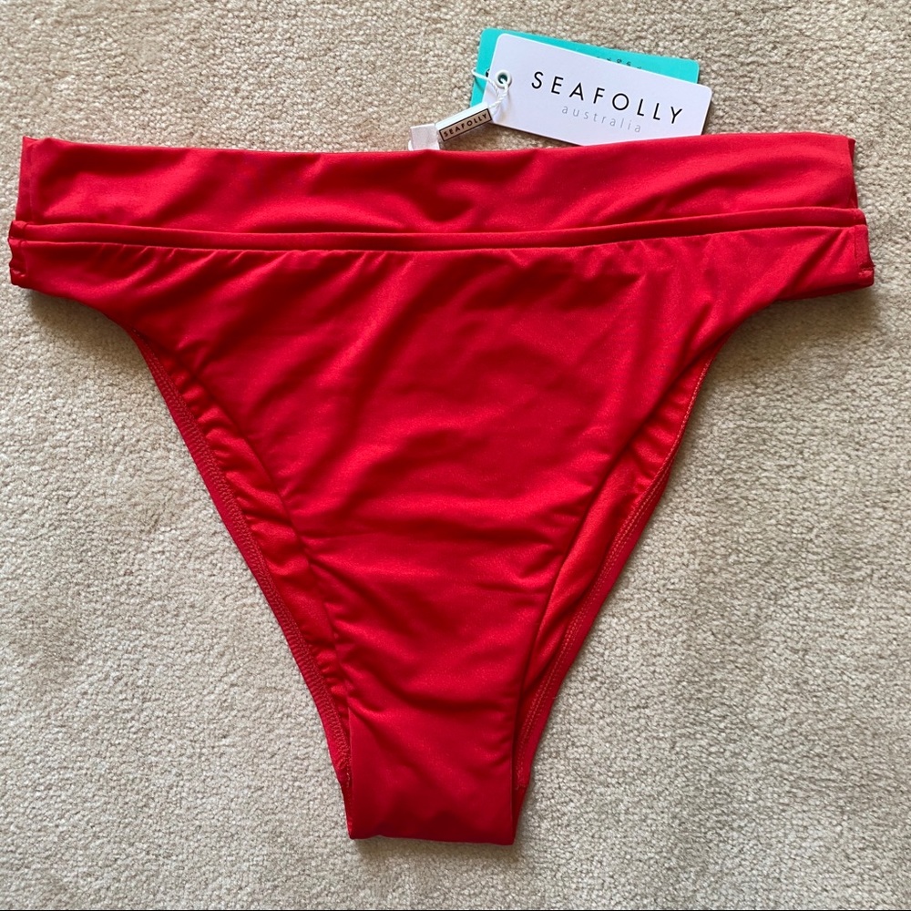 Seafolly high waisted bikini bottoms red - Picture 5 of 7